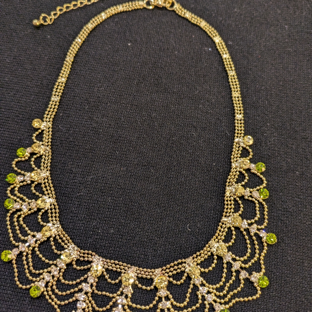 Alex and Ani Gold and Green Necklace with Intricate Design Set Of 5